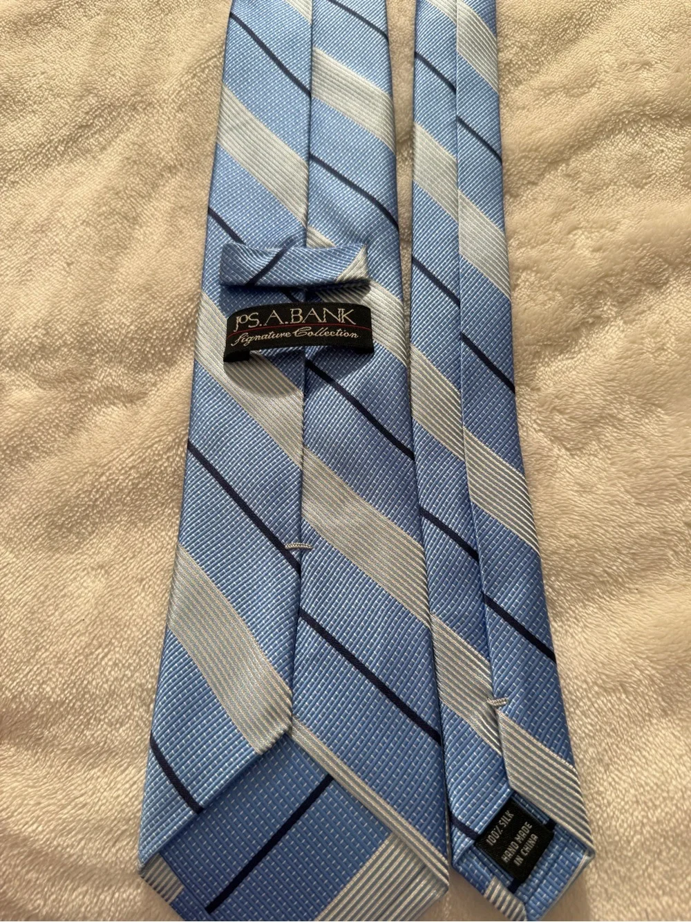 Jos. A. Bank Signature Collection Silk Tie Light Blue Striped Men's Necktie